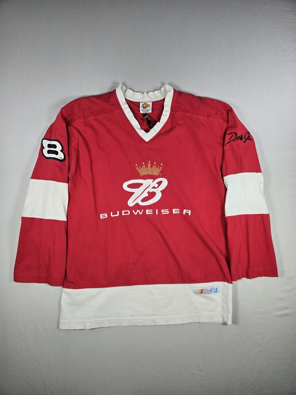 Vintage Dale Earnhardt Jr 8 Budweiser NASCAR Thrashed Jersey Size Medium